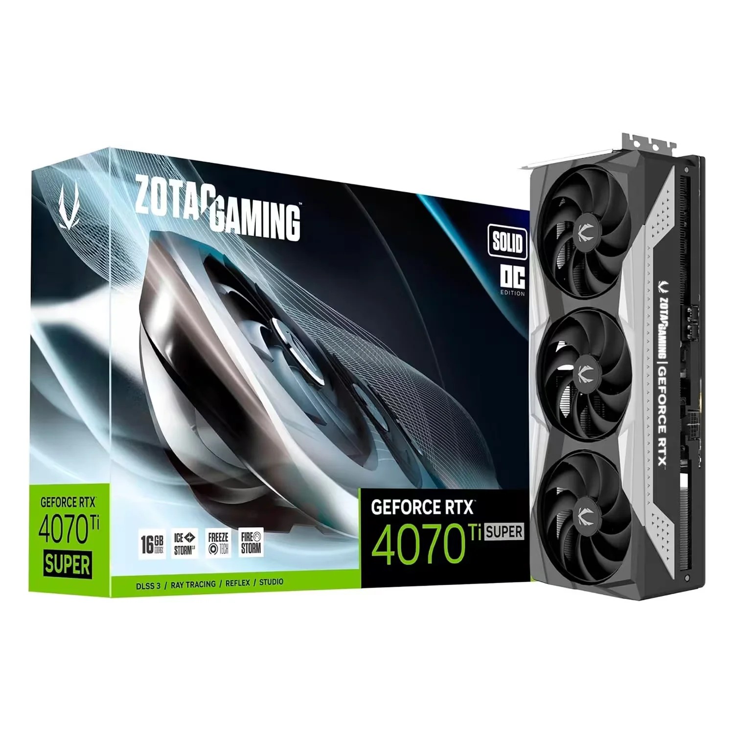 Placa de Vídeo Zotac Gaming Solid OC NVIDIA GeForce RTX 4070Ti Super 16GB GDDR6X - ZT-D40730RC-10P
