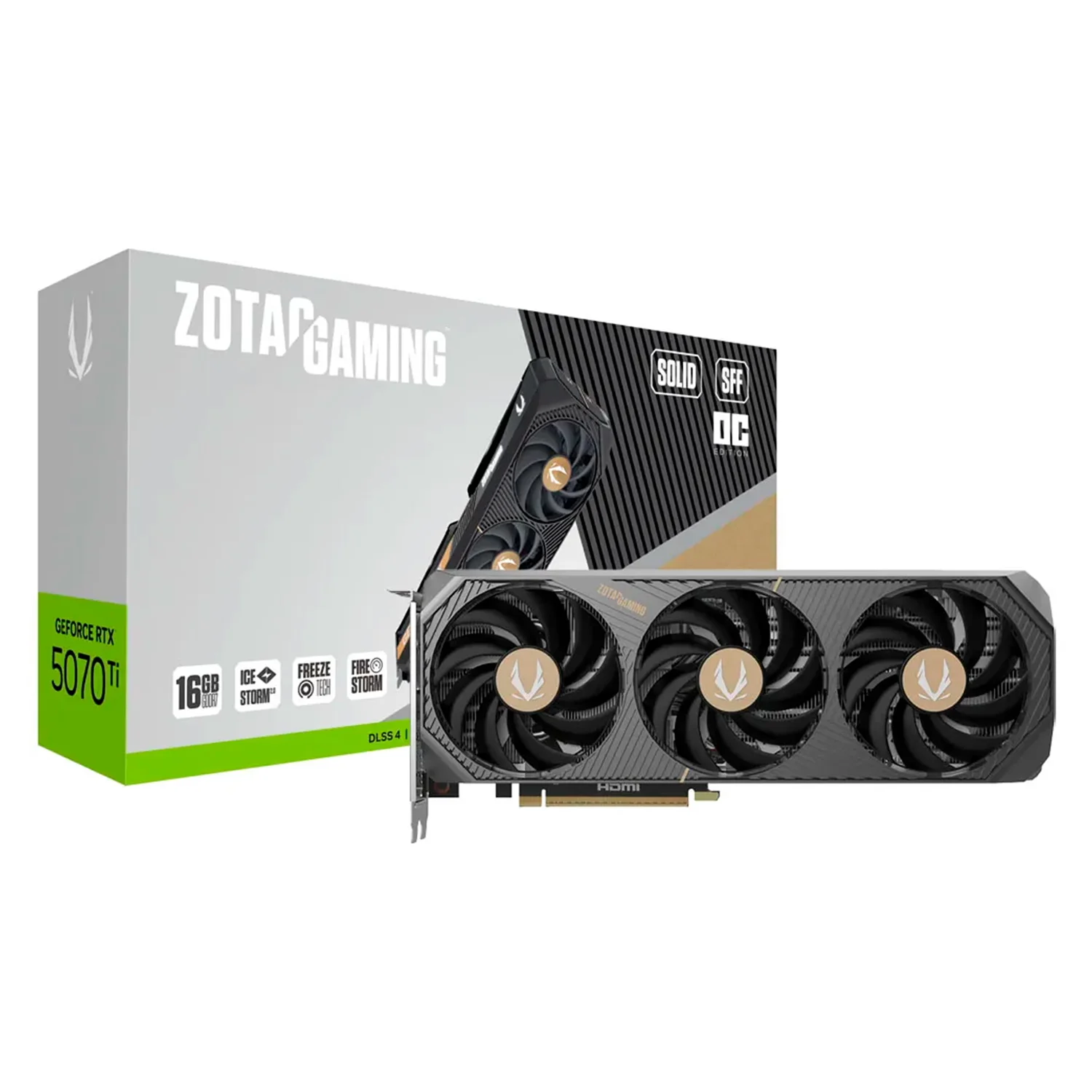 Placa de Vídeo Zotac Gaming Solid SFF OC NVIDIA GeForce RTX-5070Ti 16GB GDDR7 - ZT-B50710J3-10P