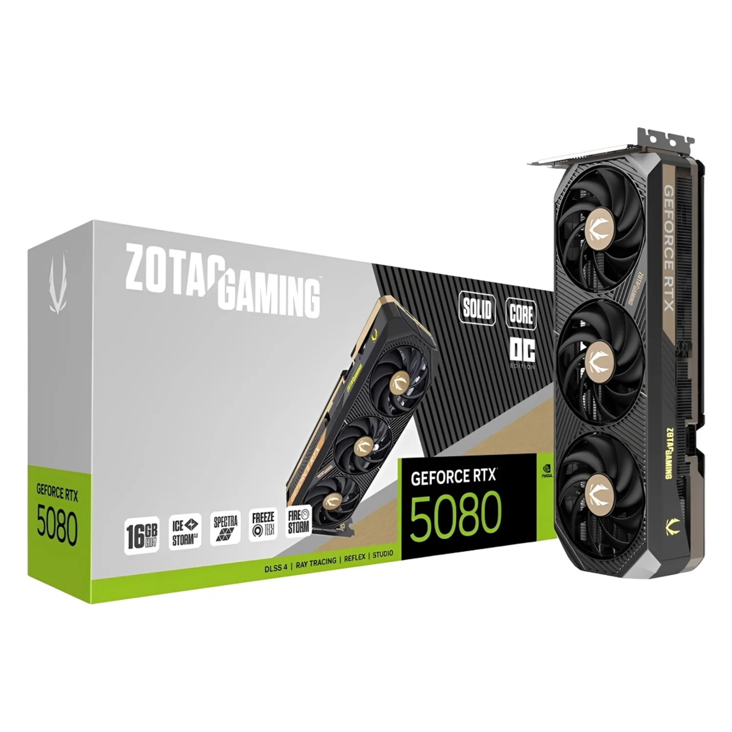 Placa de Vídeo Zotac Solid Core OC Gaming NVIDIA GeForce RTX-5080 16GB GDDR7 - ZT-B50800J2-10P