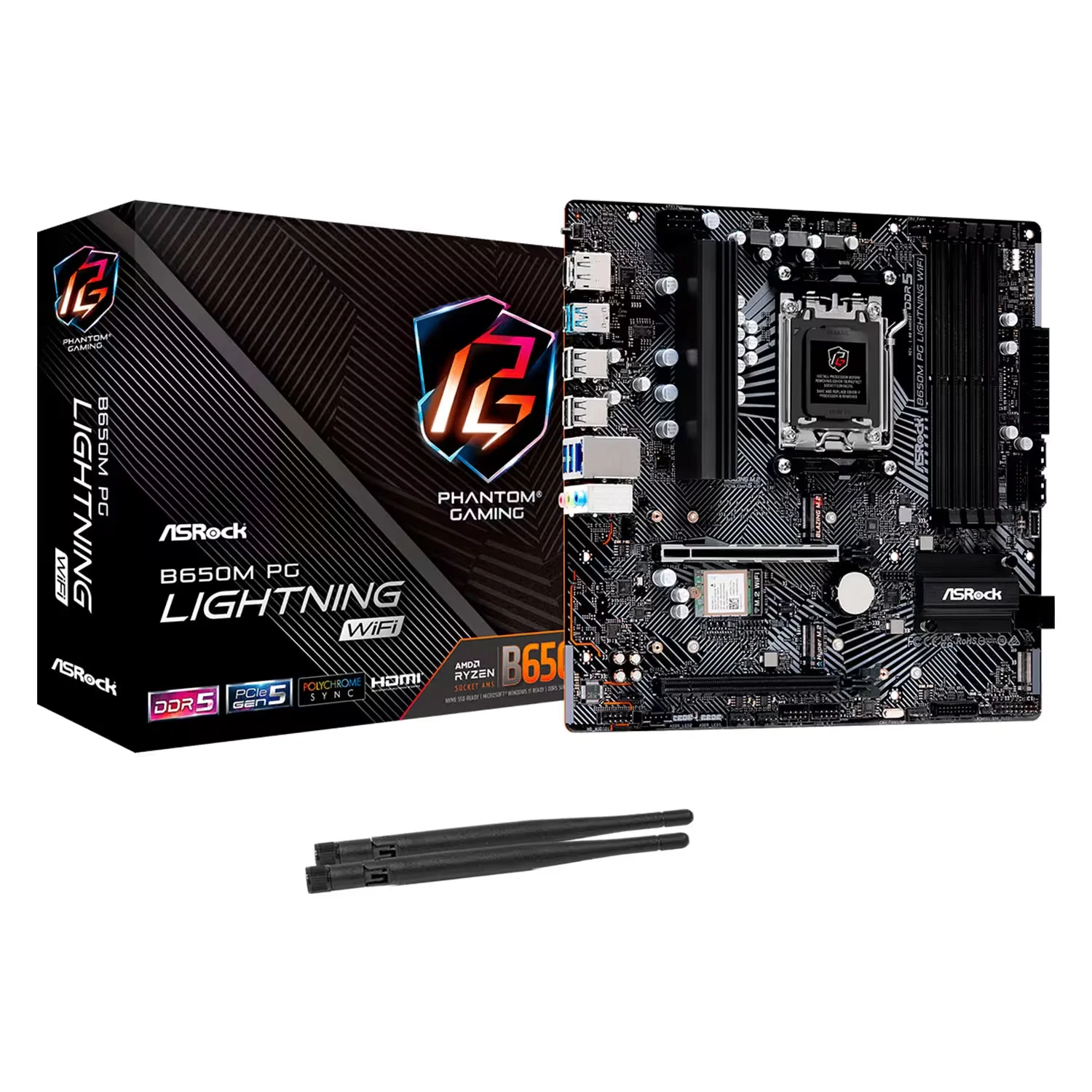 Placa Mãe ASRock B650M PG Lightning WiFi 4XDDR5 Socket AM5 Chipset AMD B650 Micro ATX