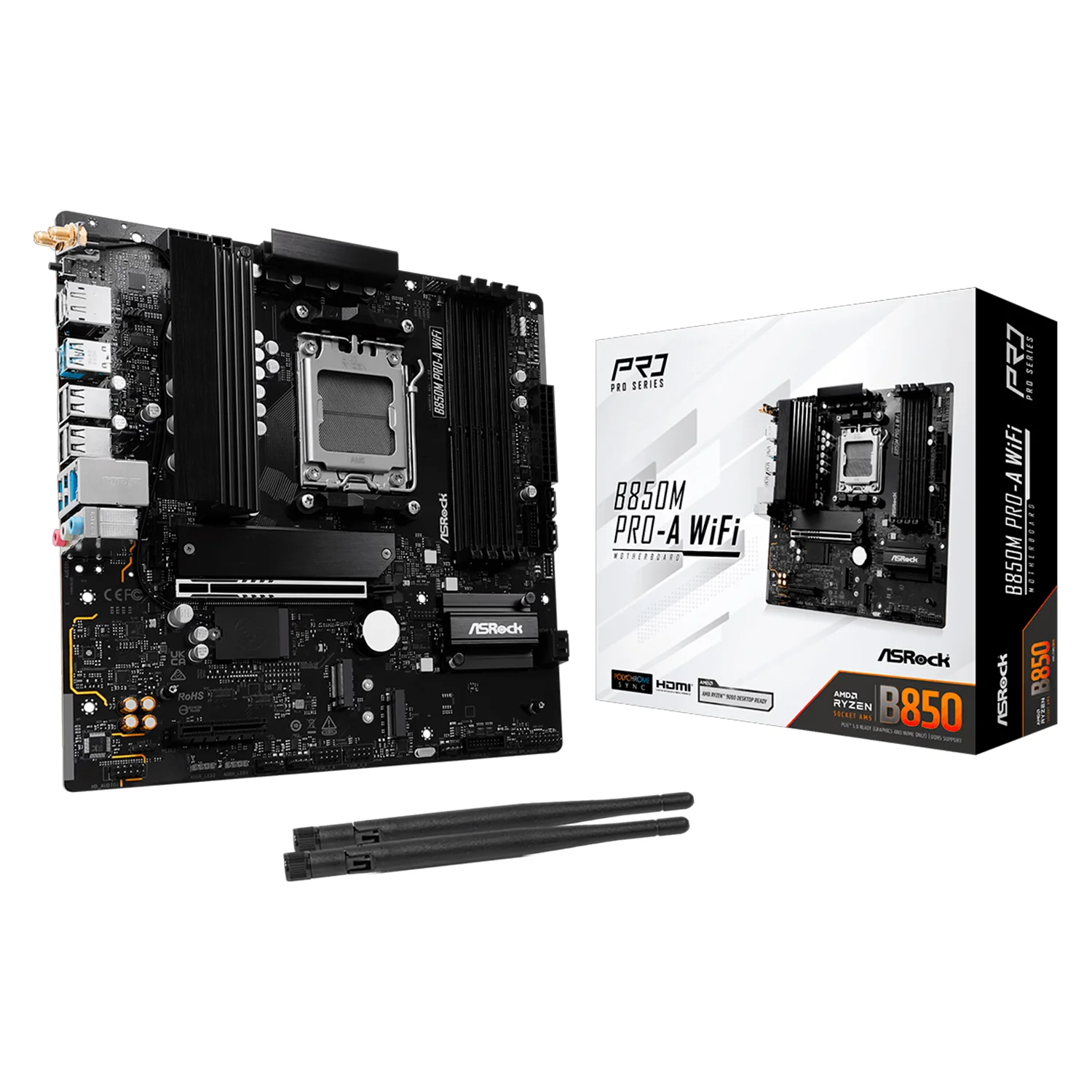 Placa Mãe ASRock B850M PRO-A WiFi DDR5 Socket AM5 Chipset AMD B850 Micro ATX