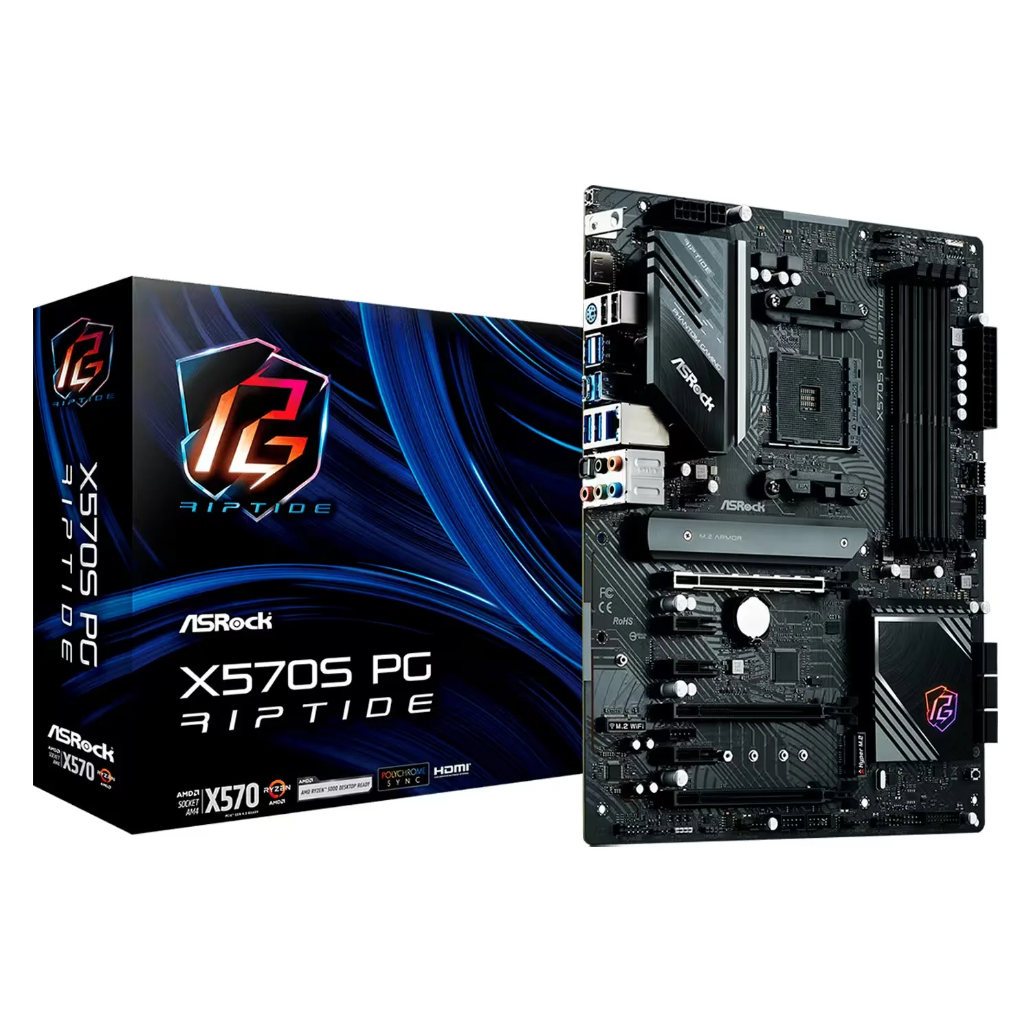 Placa Mãe ASRock X570S PG Riptide 4XDDR4 Socket AM4 Chipset Intel X570 ATX