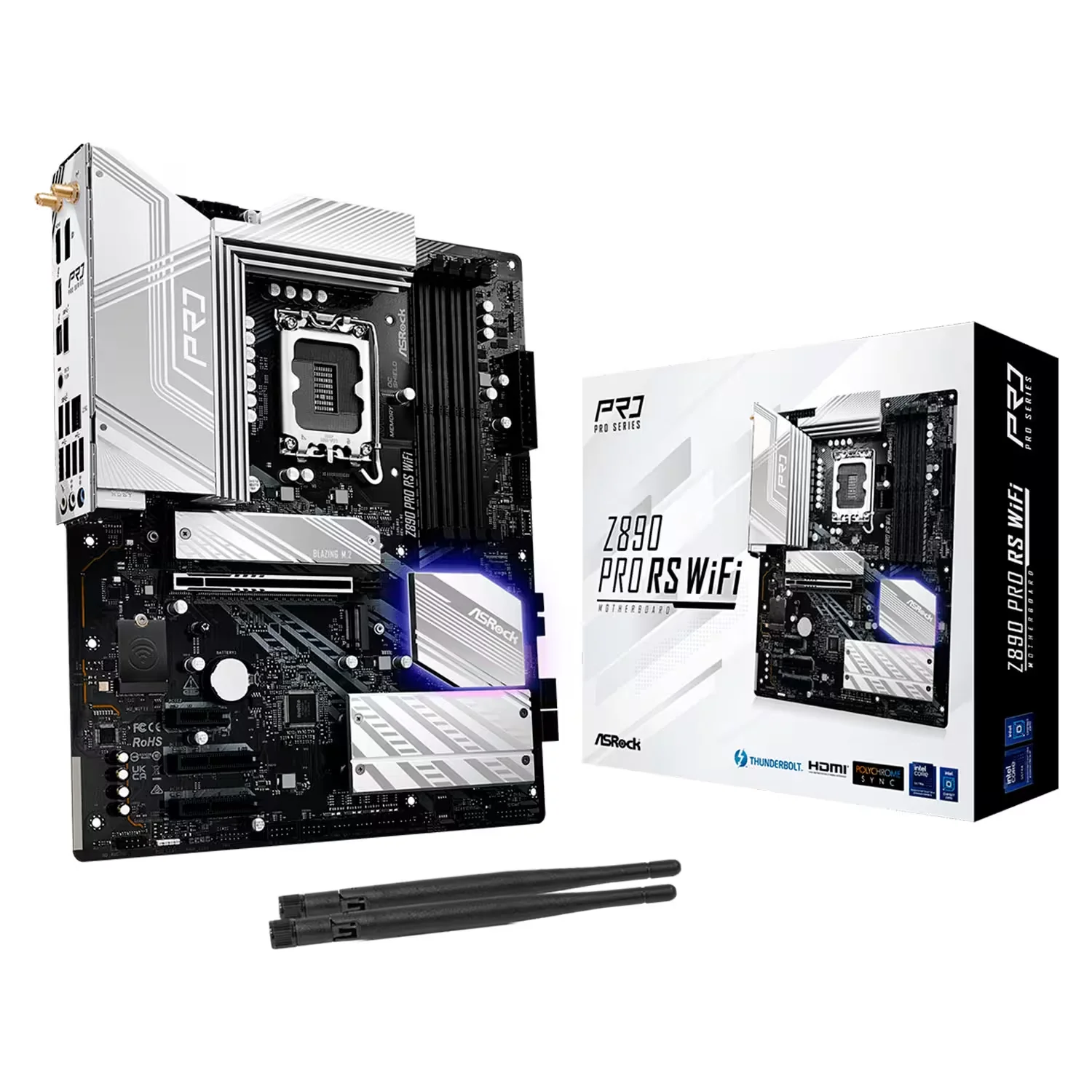 Placa Mãe ASRock Z890 Pro RS WiFi 4XDDR5 Socket LGA 1851 Chipset Intel Z890 ATX