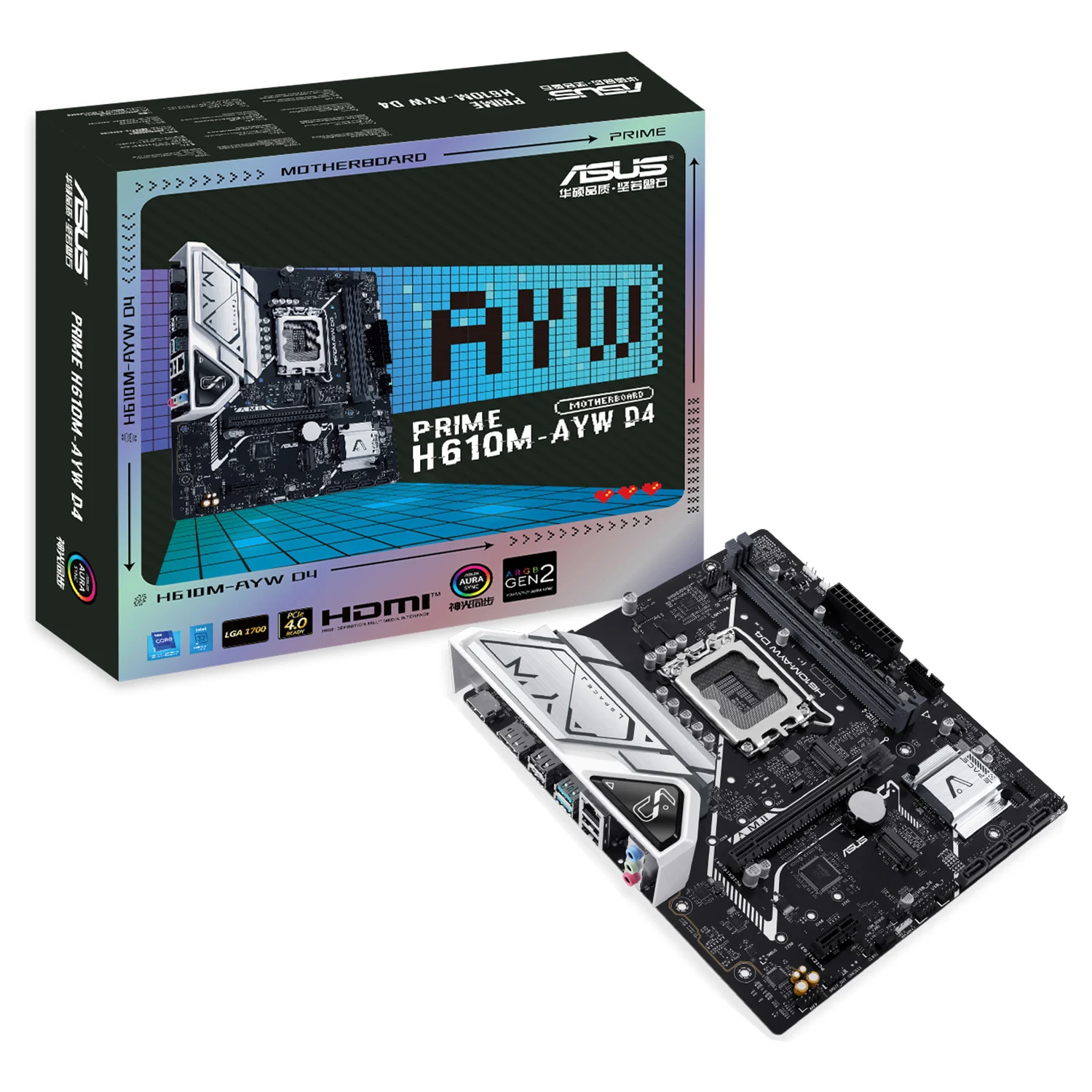 Placa Mãe Asus H610M-AYW D4 Socket LGA 1700 Chipset Intel H610 DDR4 Micro ATX