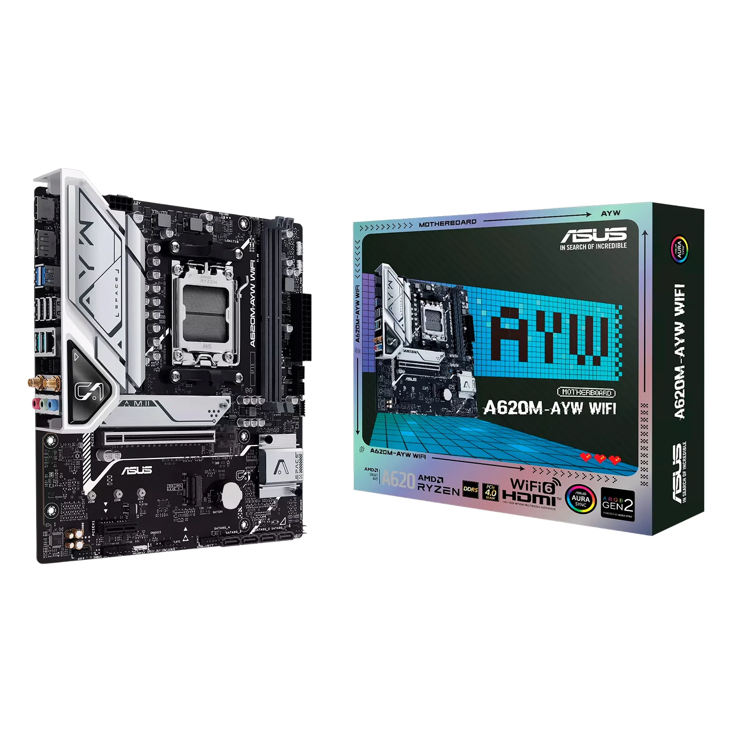 Placa Mãe Asus Prime A620M-AYW WiFi Socket AM5 Chipset AMD A620 Micro ATX