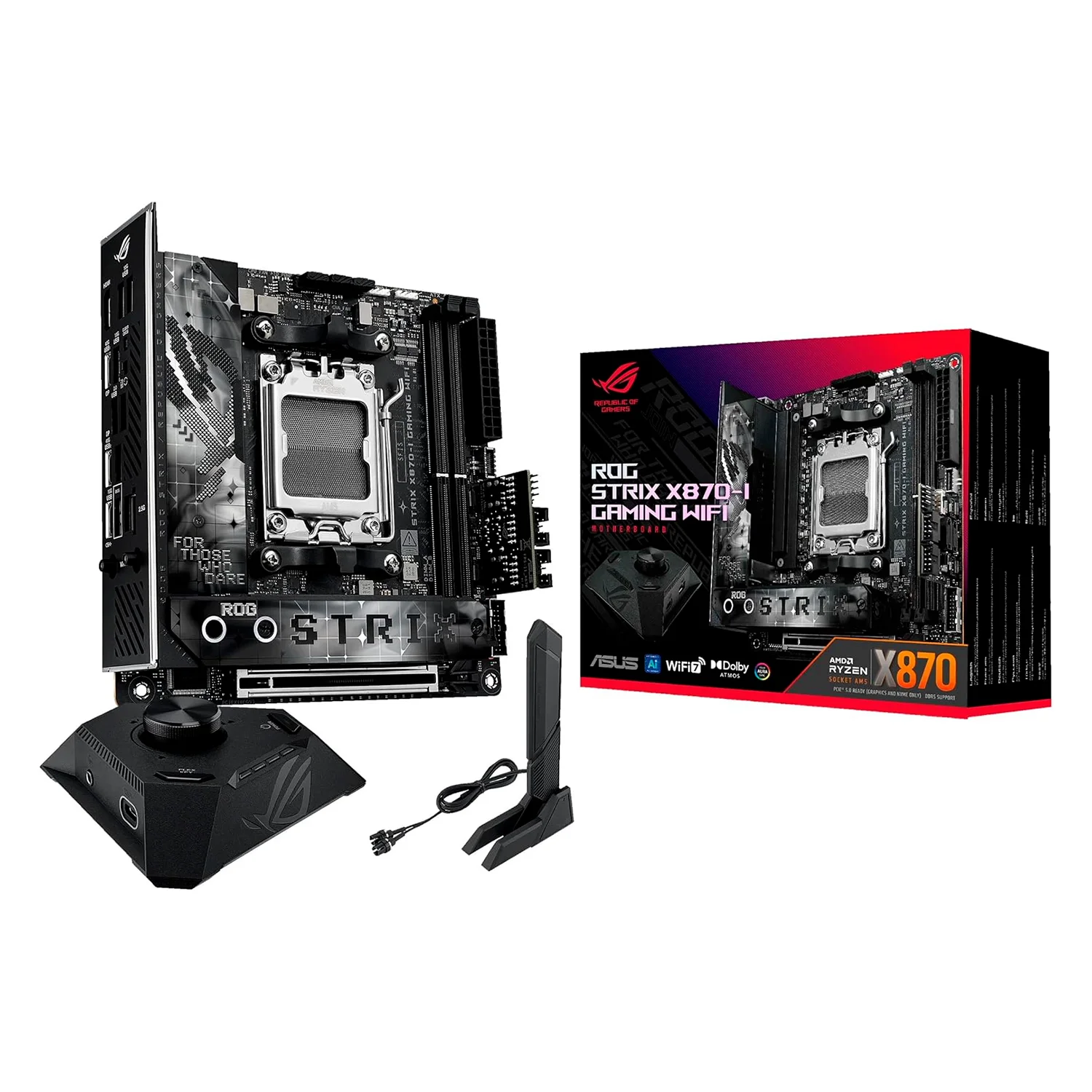 Placa Mãe Asus ROG Strix X870-I Gaming WiFi Socket AM5 Chipset AMD X870 DDR5 Mini ITX