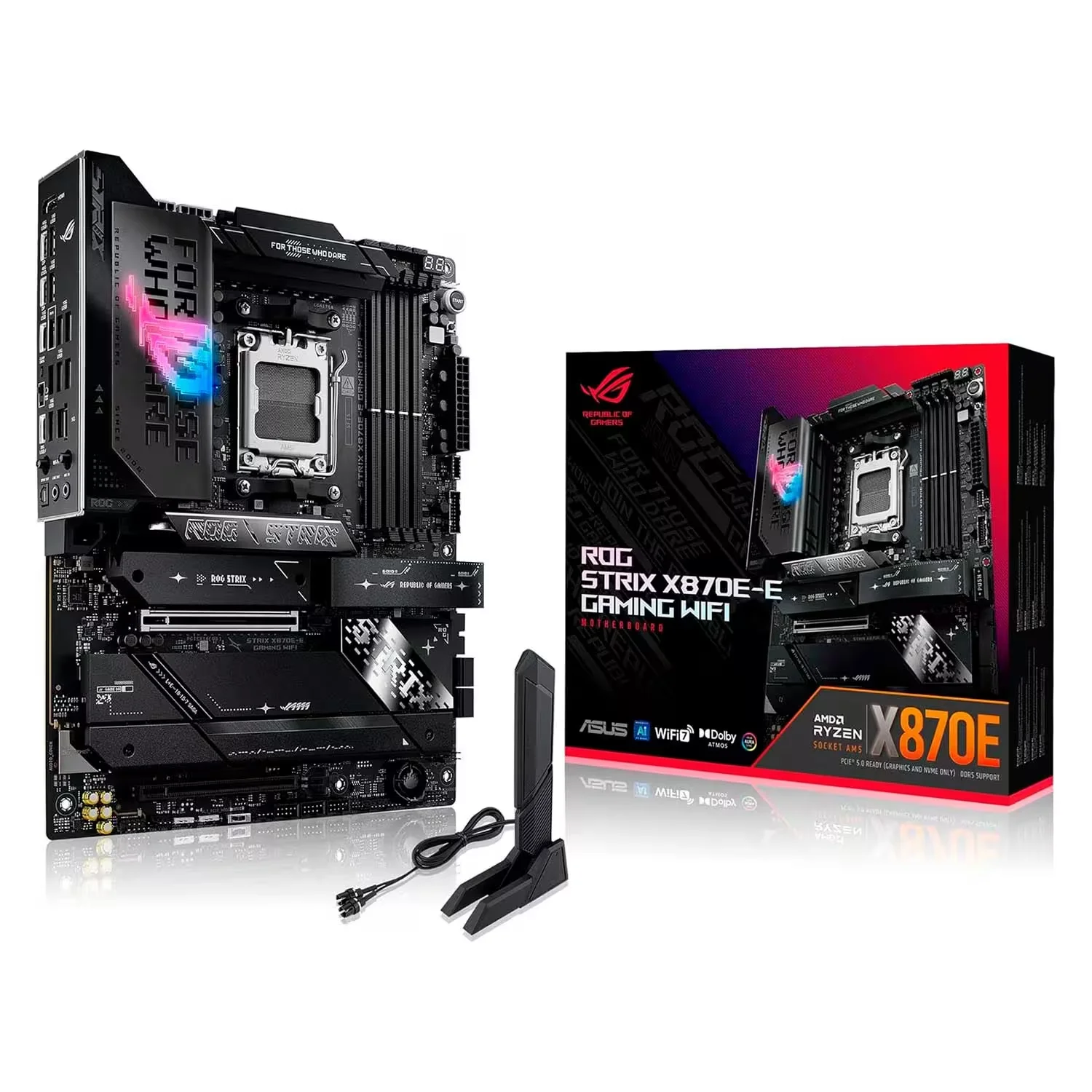 Placa Mãe Asus Rog Strix X870E-E Gaming WiFi DDR5 Socket AM5 Chipset AMD X870E ATX