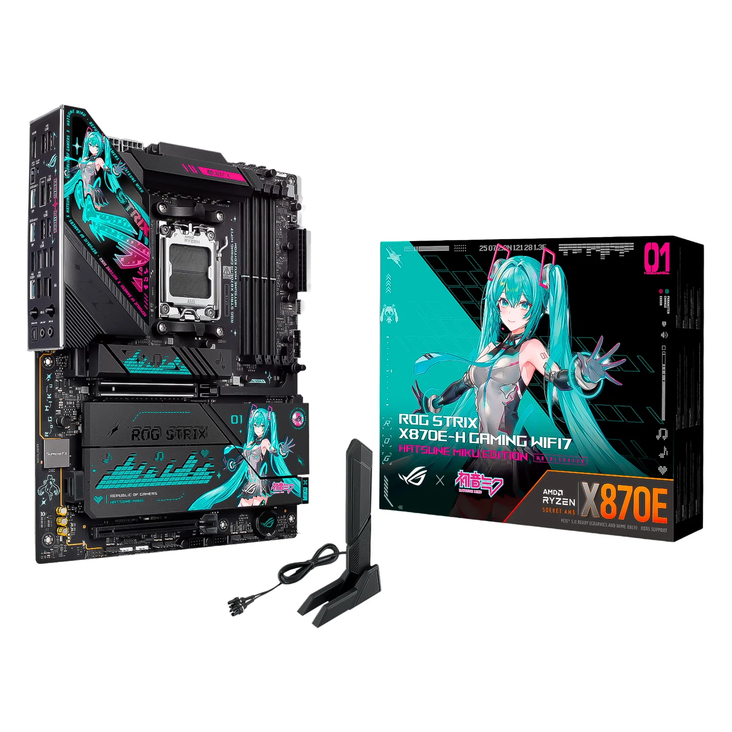 Placa Mãe Asus Rog Strix X870E-H Gaming Hatsune Miku Edition DDR5 Socket AM5 Chipset AMD X870E ATX