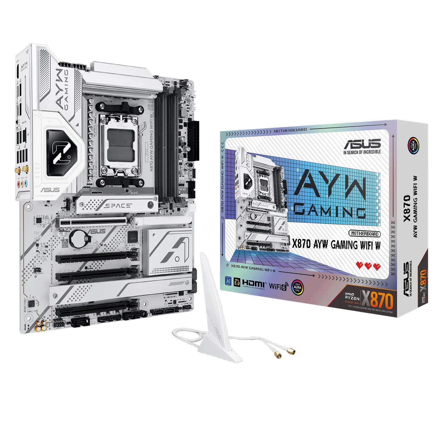 Placa Mãe Asus X870 AYW Gaming WiFi W Socket AM5 Chipset AMD X870 DDR5 ATX
