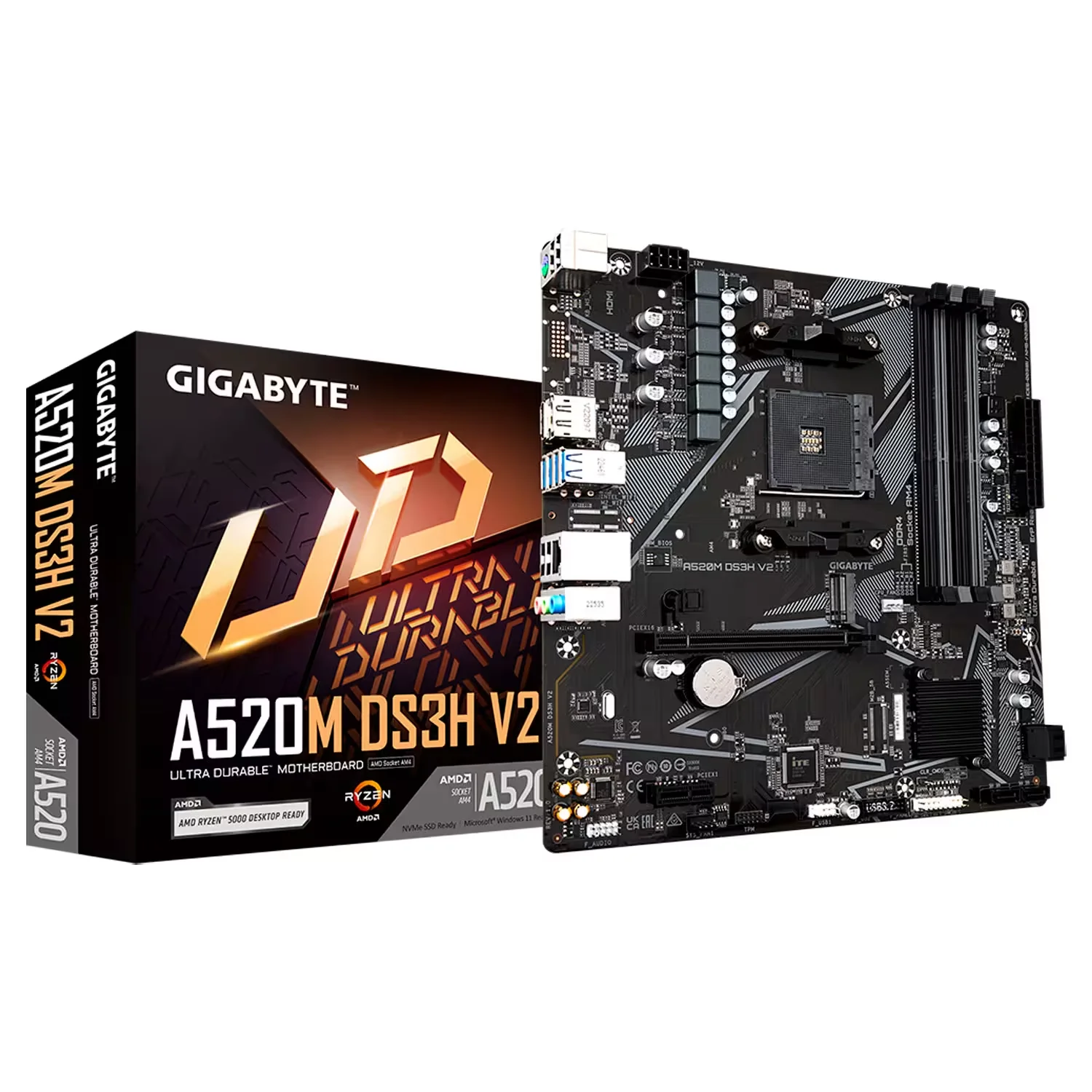 Placa Mãe Gigabyte A520M DS3H V2 DDR4 Socket AM4 Chipset AMD A520 Micro ATX