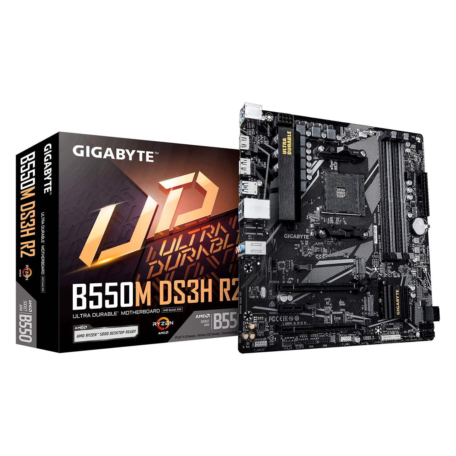 Placa Mãe Gigabyte B550M DS3H AC R2 DDR4 Socket AM4 Chipset AMD B550 Micro ATX
