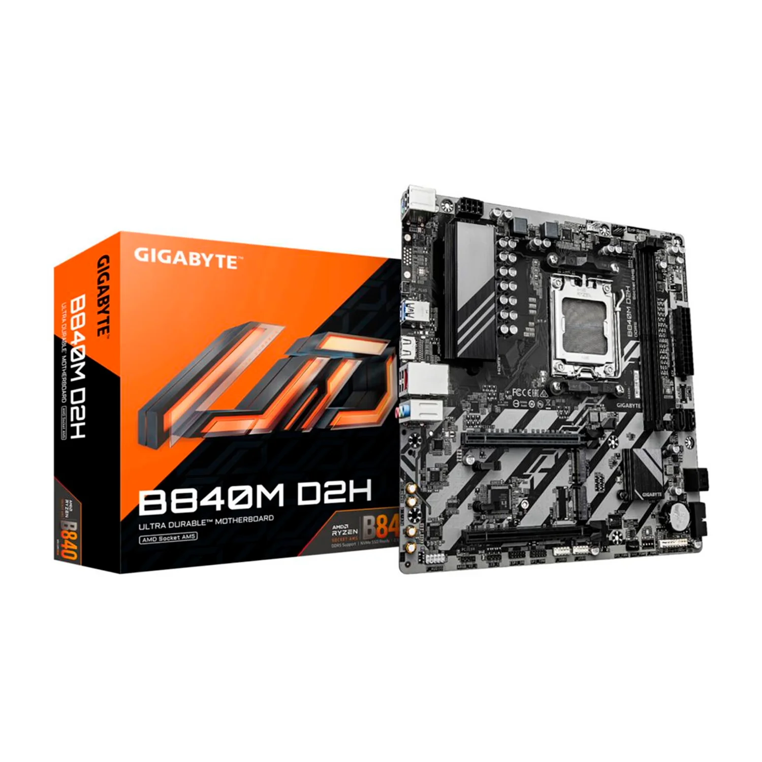 Placa Mãe Gigabyte B840M D2H DDR5 Socket AM5 Chipset AMD B840 Micro ATX