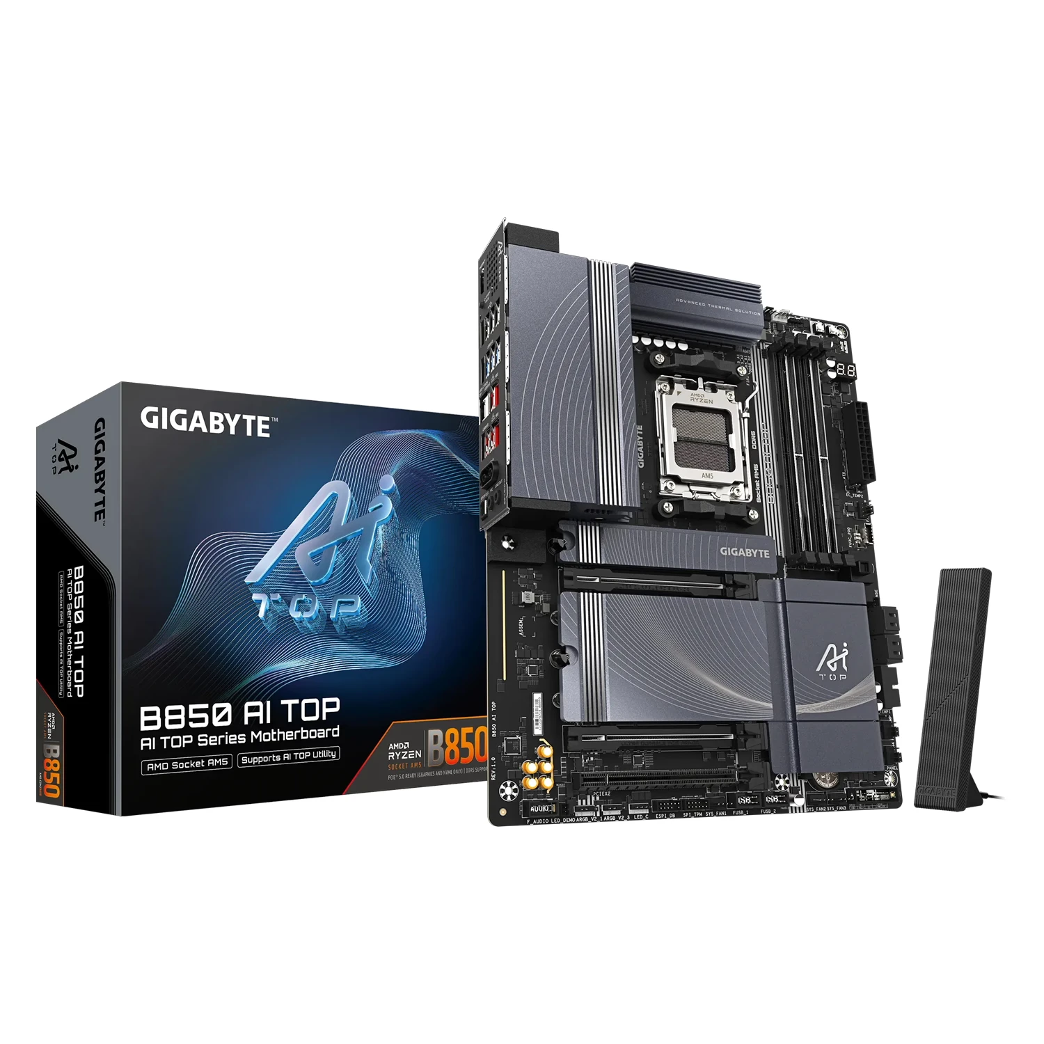 Placa Mãe Gigabyte B850 AI TOP DDR5 Socket AM5 Chipset AMD B850 ATX