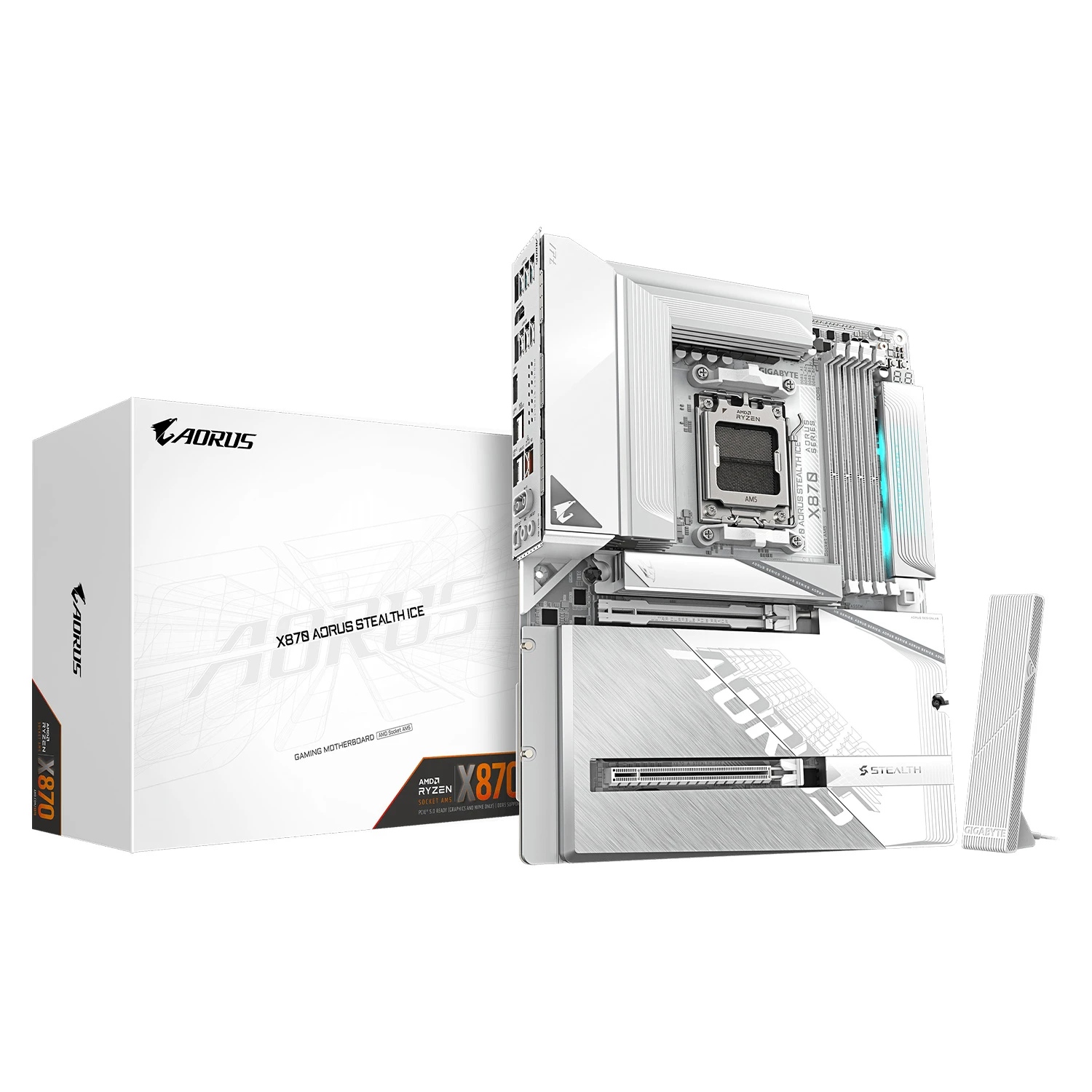 Placa Mãe Gigabyte X870 Aorus Stealth Ice DDR5 Socket AM5 Chipset X870 ATX