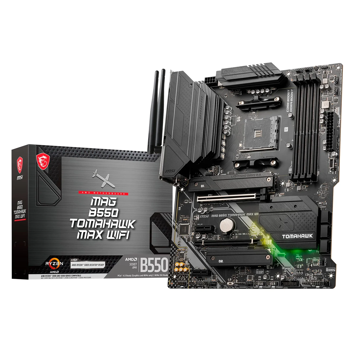 Placa Mãe MSI B550 MAG Tomahawk MAX WiFi Socket AM4 Chipset AMD B550 DDR4 ATX