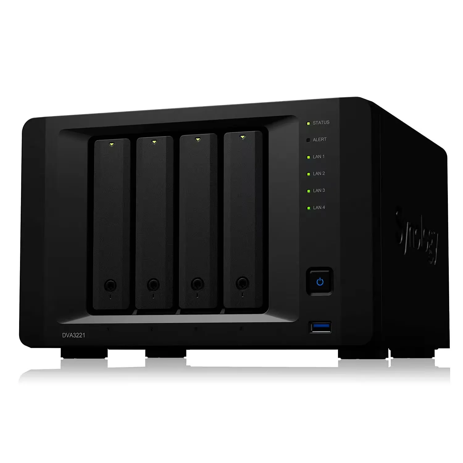 Servidor NAS Synology Deep Learning NVR DVA3221 DDR4 Intel Atom C3538 4 Baias - Preto