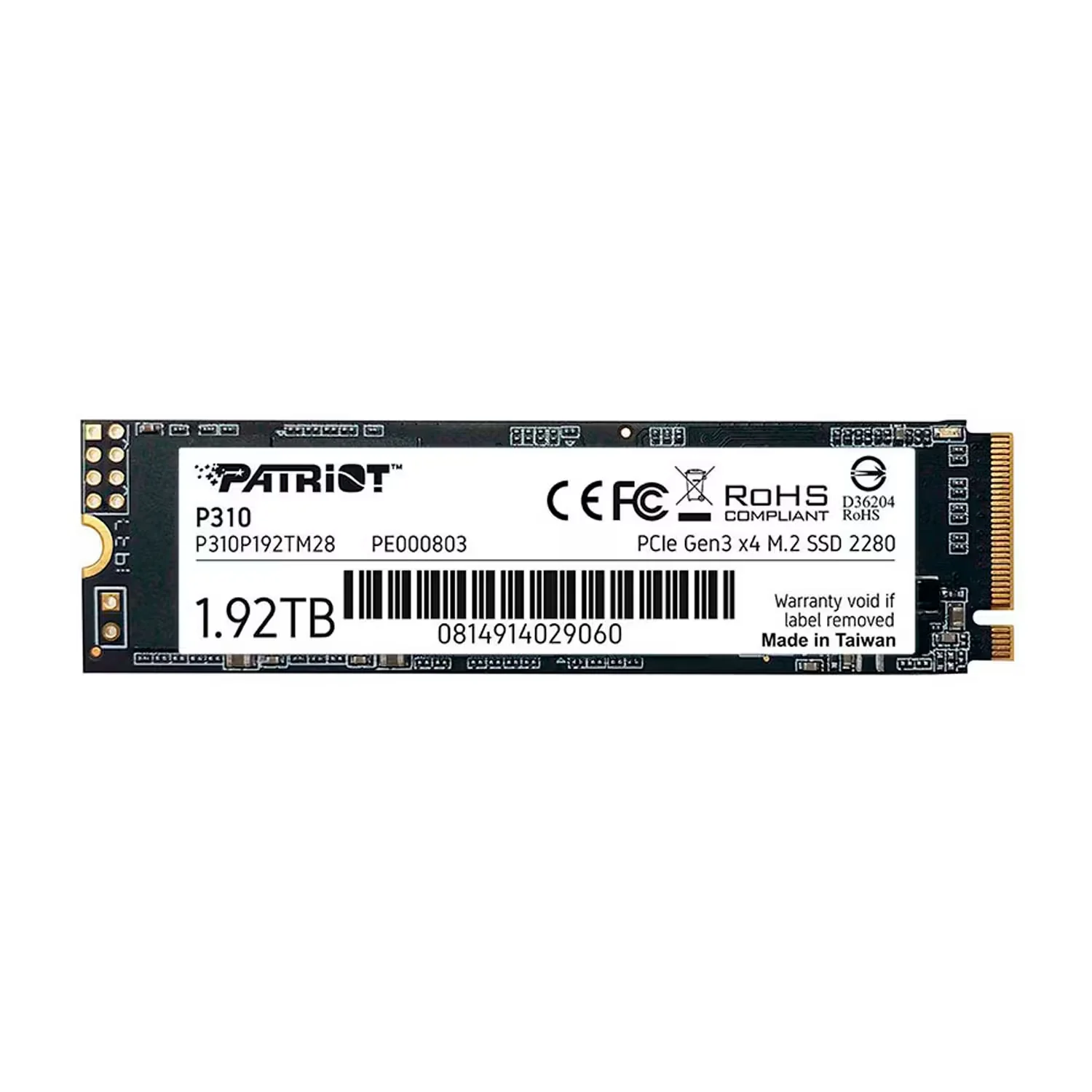 SSD M.2 Patriot P310 1.92TB NVMe PCIe Gen3 - P310P192TM28