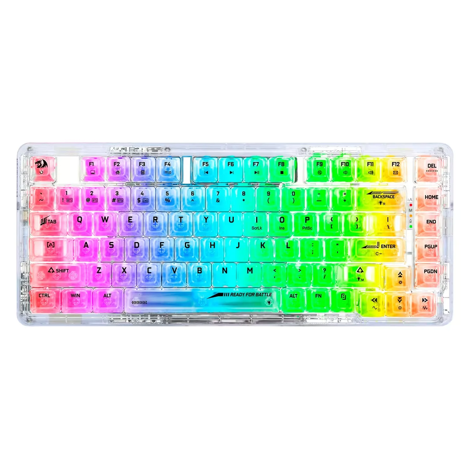 Teclado Gamer Redragon ELF Pro K649CT RGB Switch Translucent Custom Layout 78% Sem Fio - Branco Transparente