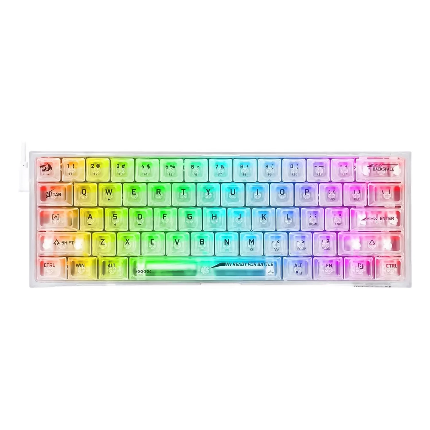 Teclado Gamer Redragon Fizz K617CT-RGB Switch Transparente Layout 60% - Transparente