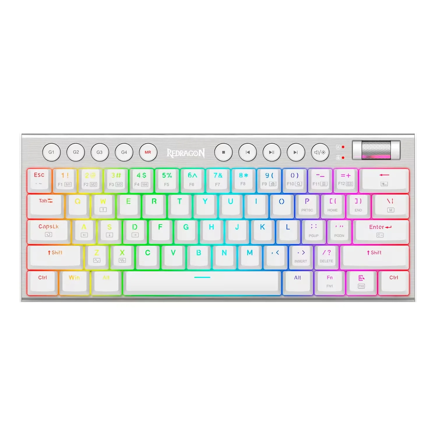 Teclado Gamer Redragon Horus Mini Pro K632W-RGB-PRO RGB Switch Red Layout 60% Wired - Branco