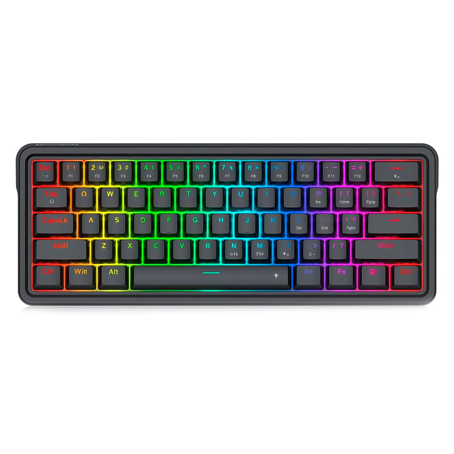 Teclado Gamer Redragon Ironguard K722 RGB Layout 60% USB - Preto