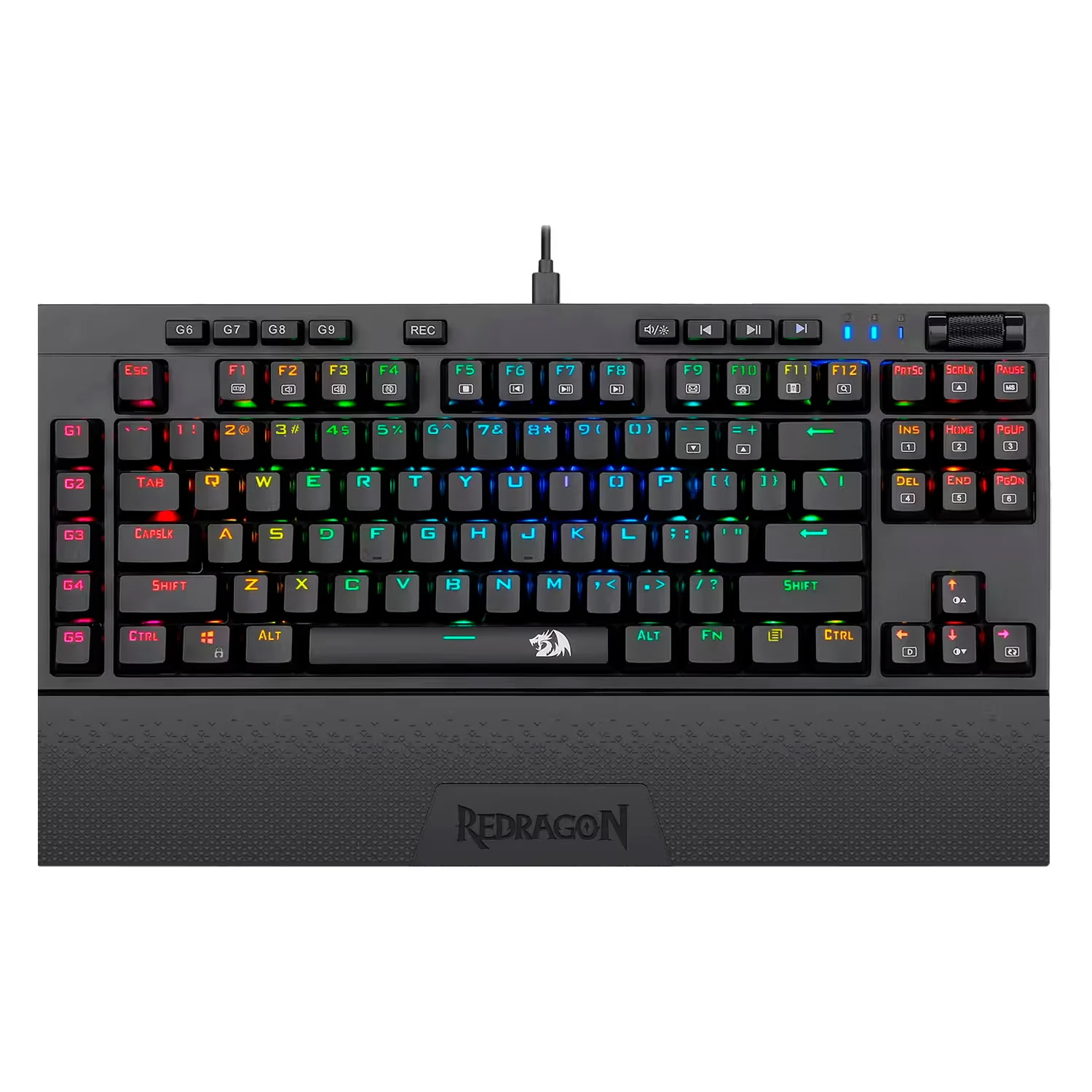 Teclado Gamer Redragon K588RGB Broadsword Com Fio Inglês - Preto