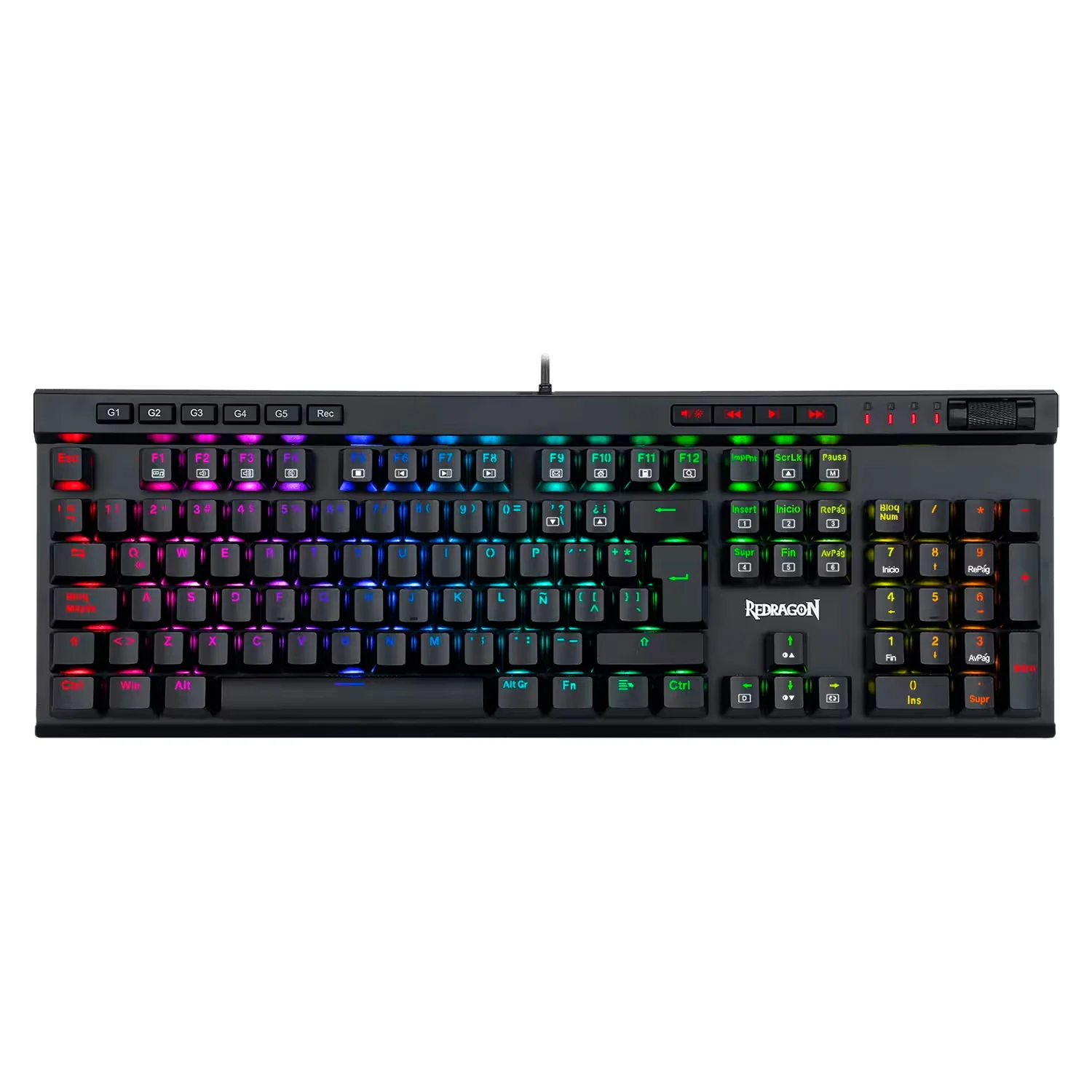 Teclado Gamer Redragon Vata Pro K580RGB Switch Red Sem Fio USB-C - Preto
